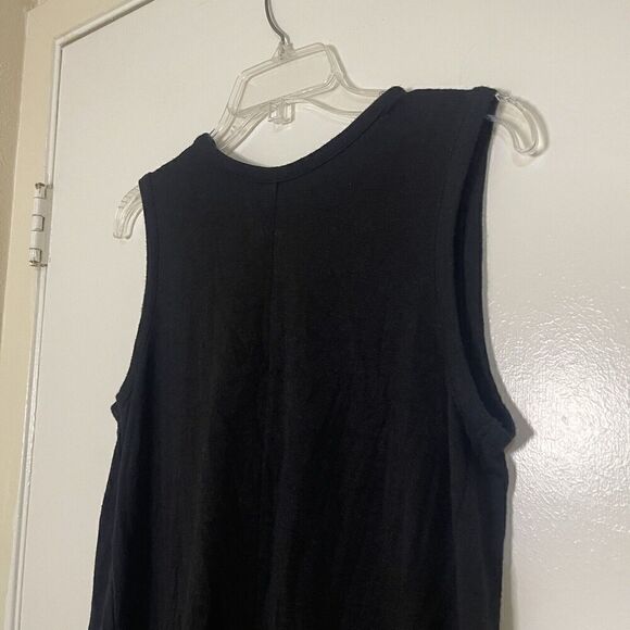 Rag & Bone Jean Black crew neck slit back knit tank top size small - Picture 2 of 6